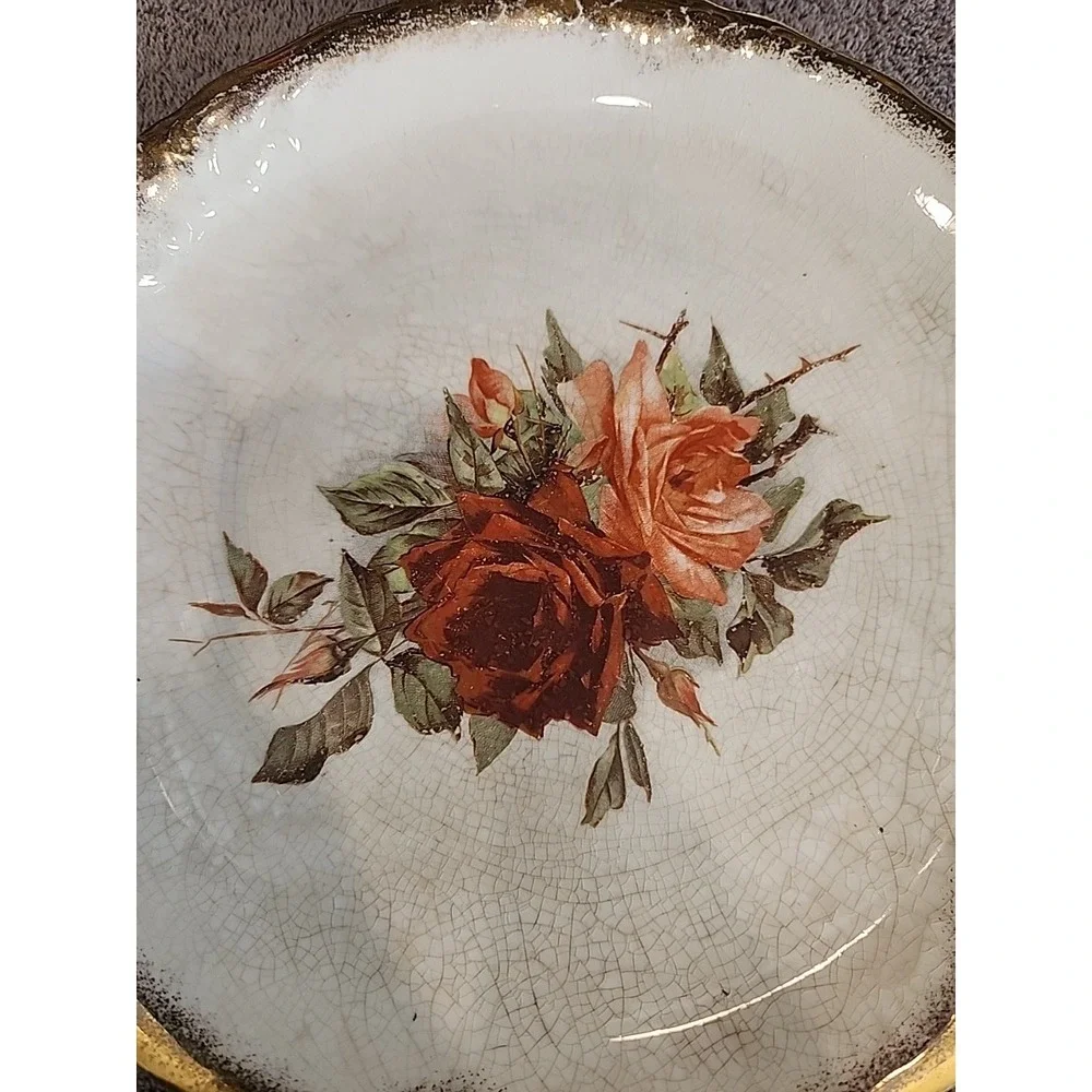 **RARE Antique‎ Sevres Porcelain Plate Circa 1850 Flowers with Gold Trim
